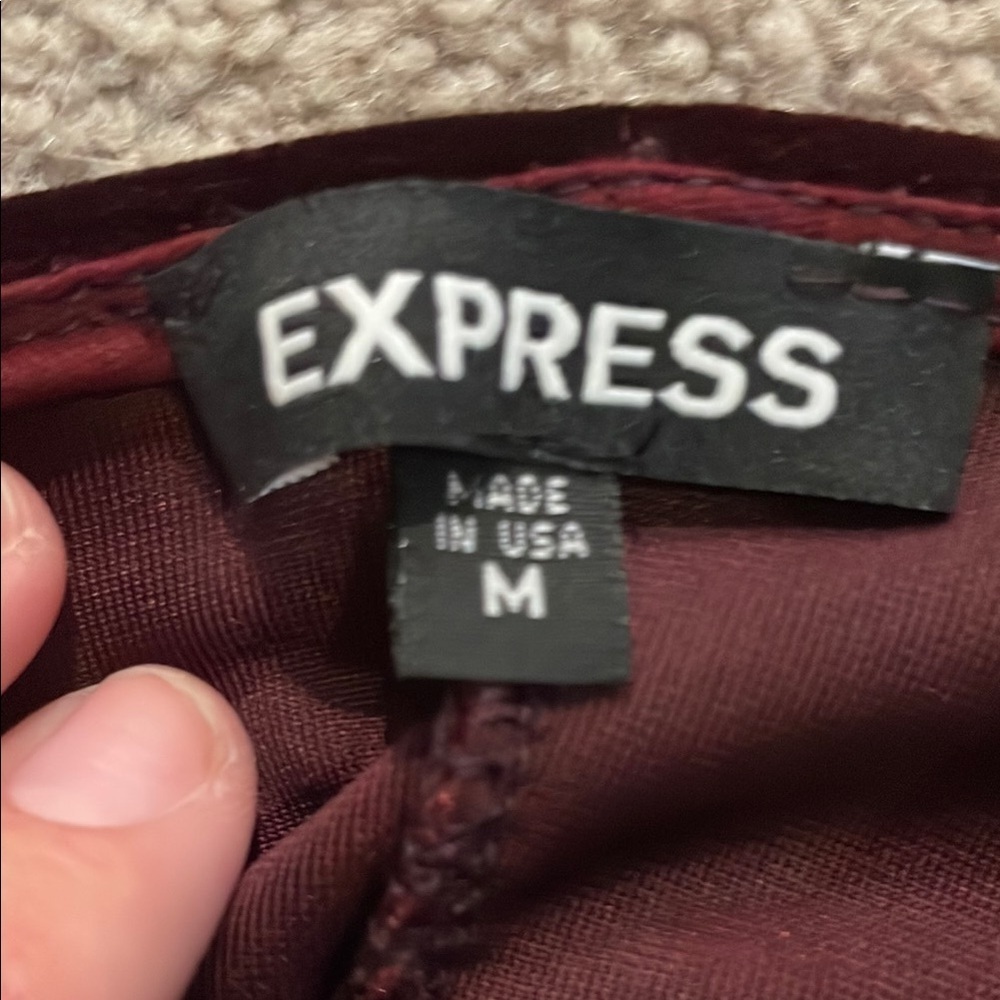 Express Red Ruched Velvet Tank Top - Picture 4 of 6